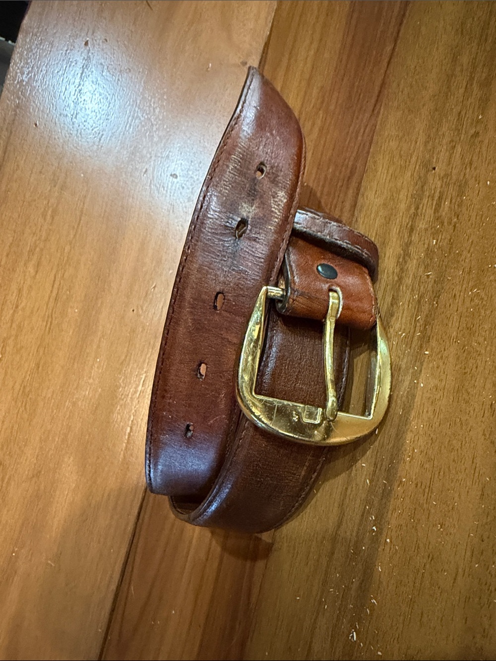 Tony Lama Brown Leather Western Belt with Stitched Edge